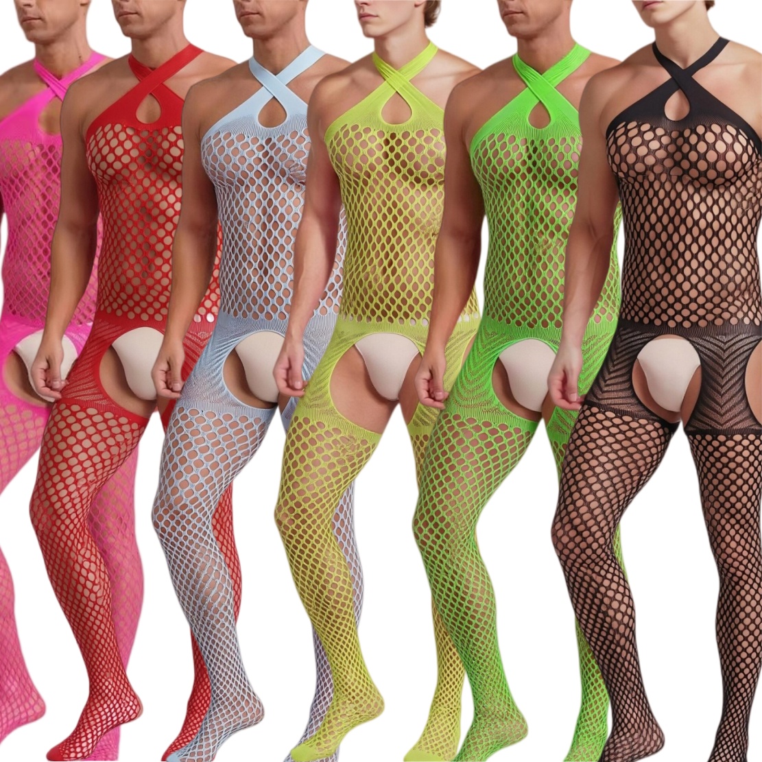 Bodystocking Fishnet - Body in rete da uomo, pigiama