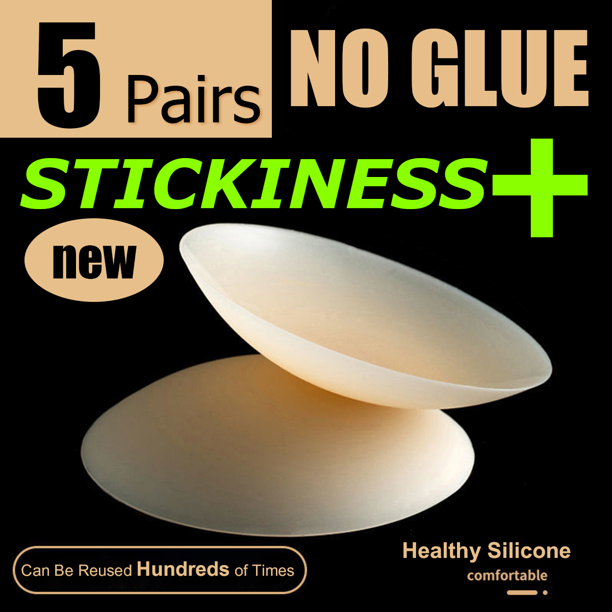 Silicone Bra Adhesive - 5 Paia di Copricapezzoli Adesivi Invisibili
