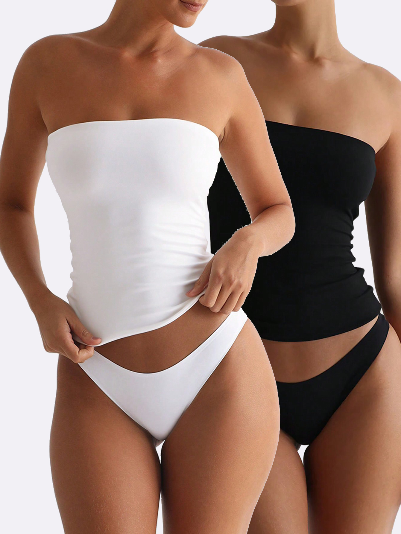 Strapless Bra Backless - Confezione da 2 Top a Tubino