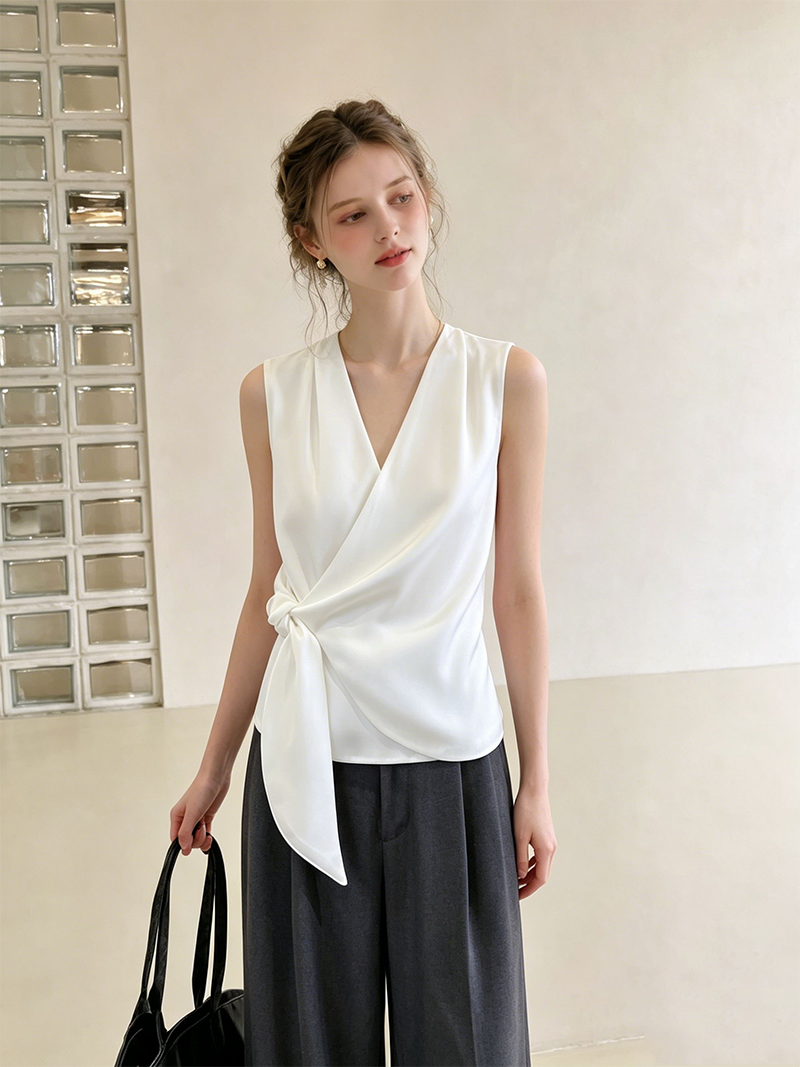 Cami Top Lace - Top Nero con Scollo a V