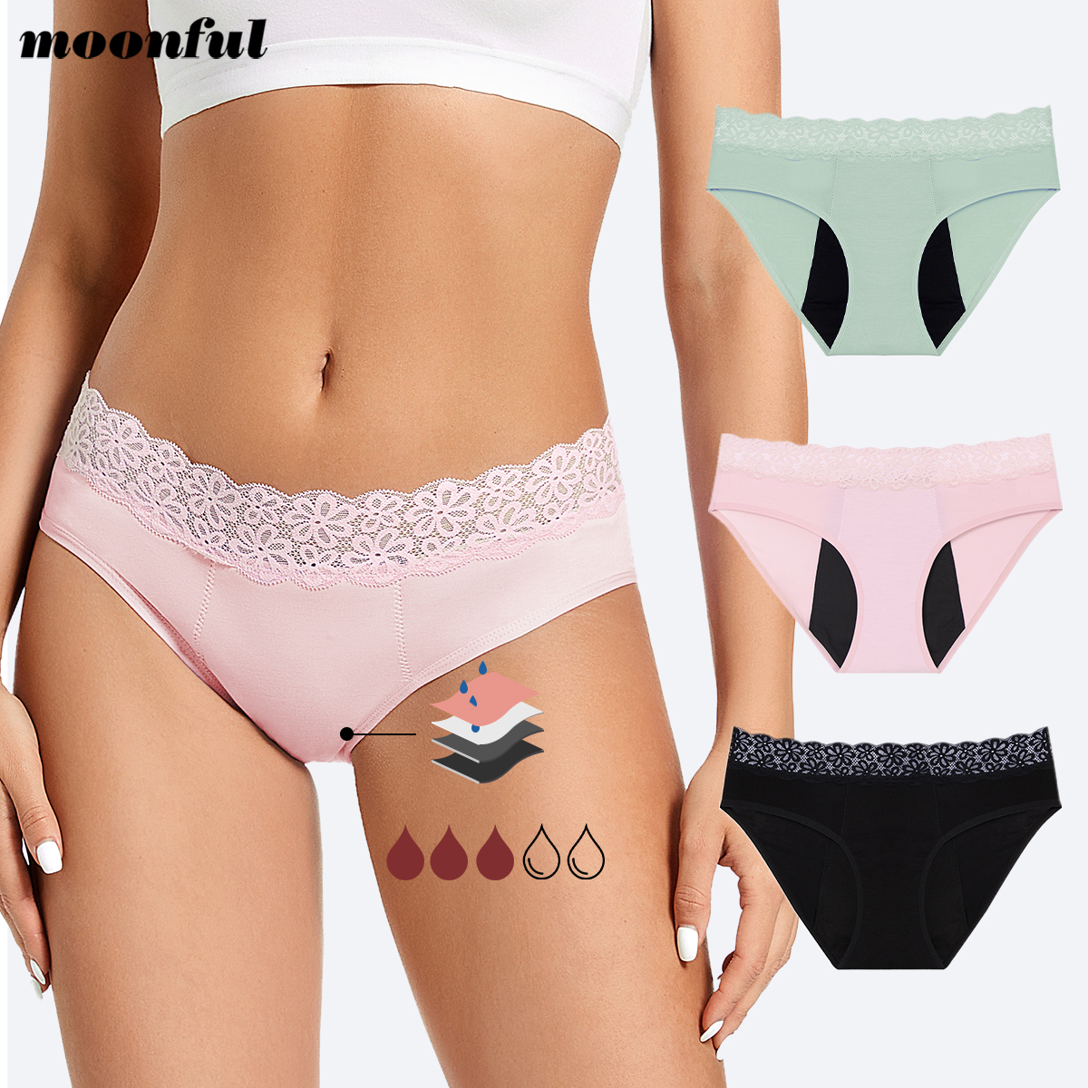Period Panty Absorbent - Ciclo mestruale Biancheria intima assorbente Mutandine