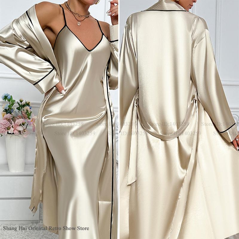 Robe Silk Women - Set di vestaglia lunga sexy Twinset