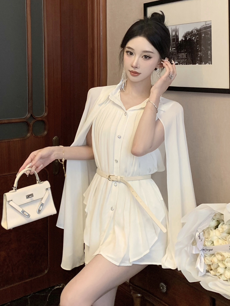 Corset Waist Cinch - Elegante Camicia Bianca in Chiffon con