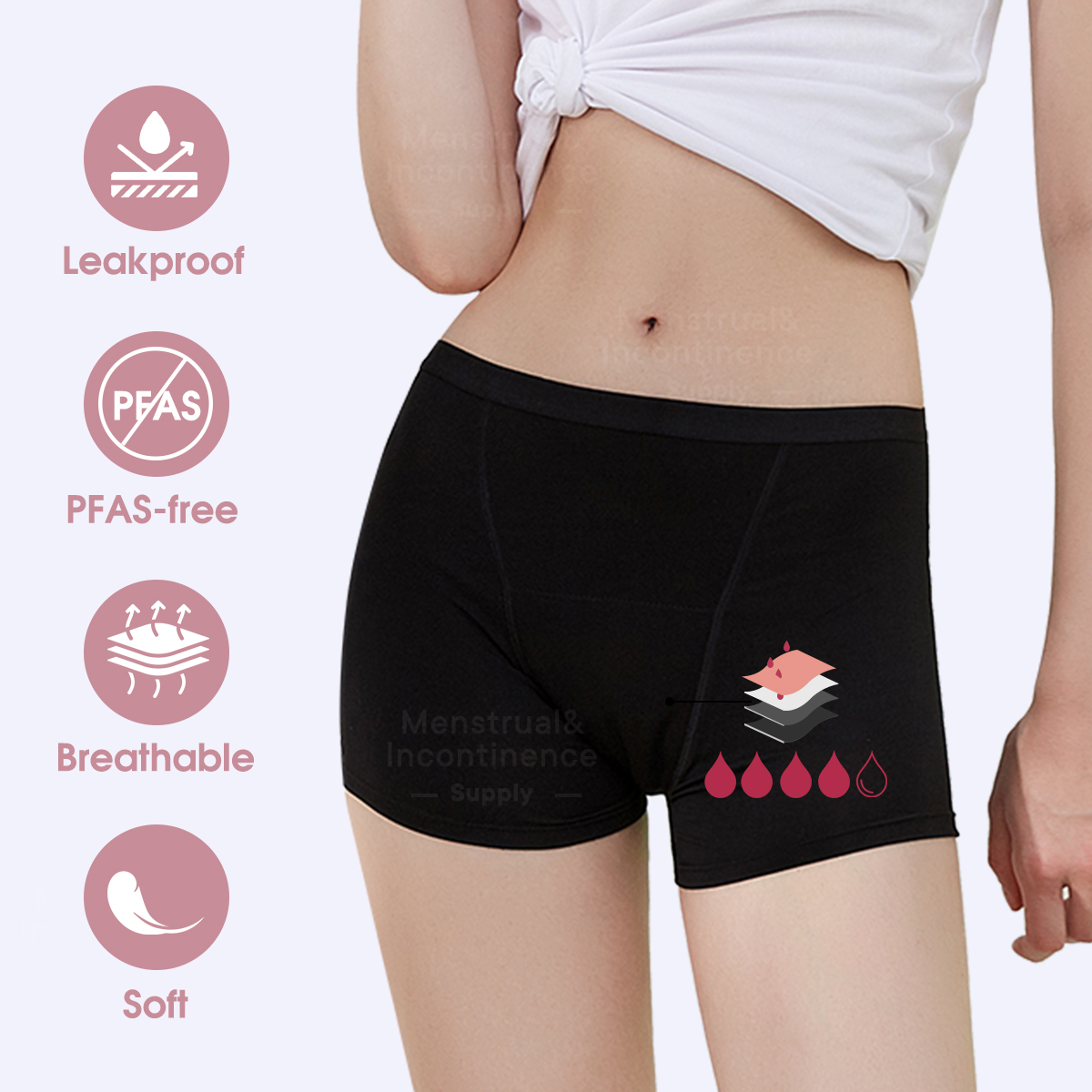 Boyshort Underwear - Intimo mestruale da donna in fibra