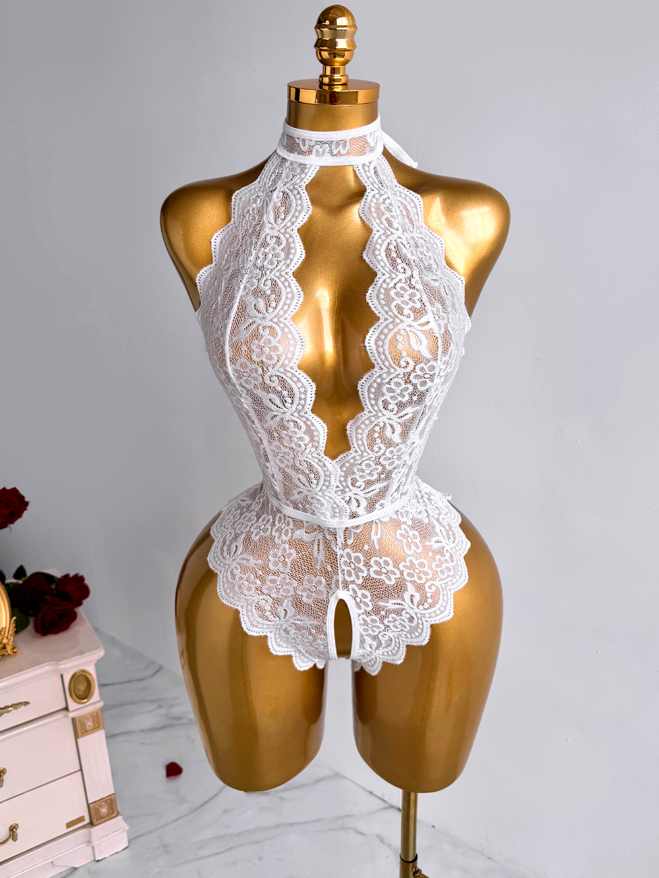 Body intimo bianco con scollo  - Lace Teddy Lingerie recensione e prezzo